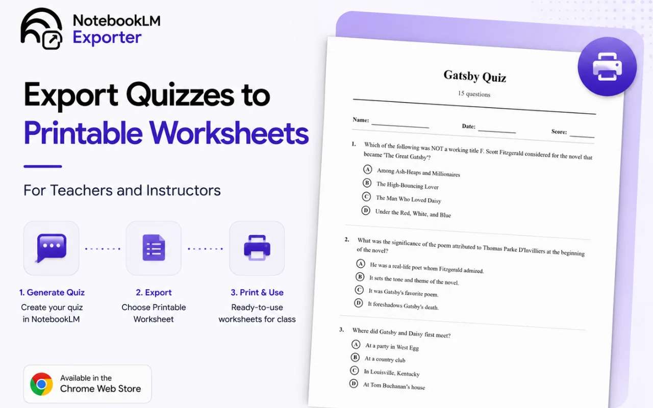 Printable worksheet exported from a NotebookLM quiz